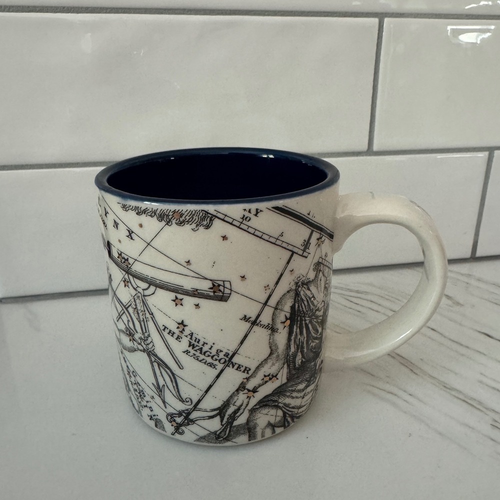 Salt and Earth for Anthropologie Cancer Zodiac Constellation Mug Navy Gold